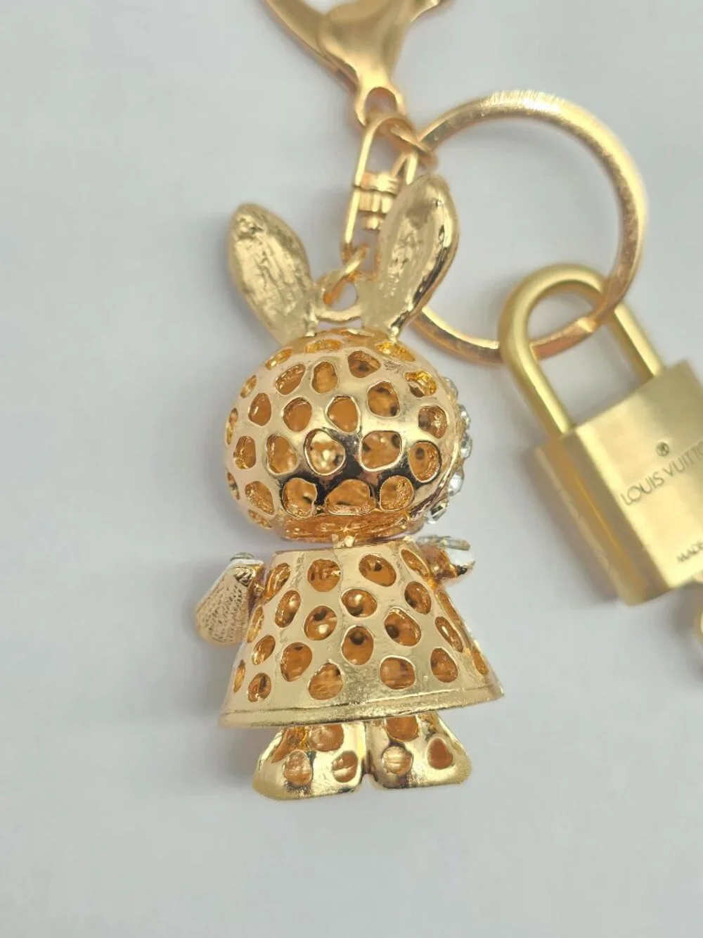 Authentic Louis Vuitton Gold Padlock 🔒 Key Set w/ Unbranded Bunny Bag Charm